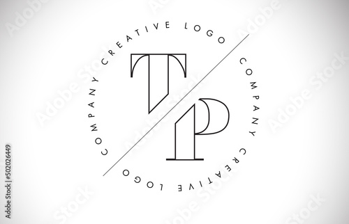 Wallpaper Mural Outline TP t p letter logo with cut and intersected design and round frame. Torontodigital.ca