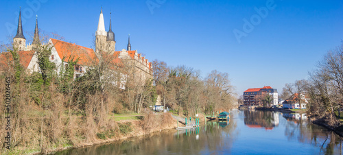 Panorama of the historic castle at the Saale river in Merseburg, Germany