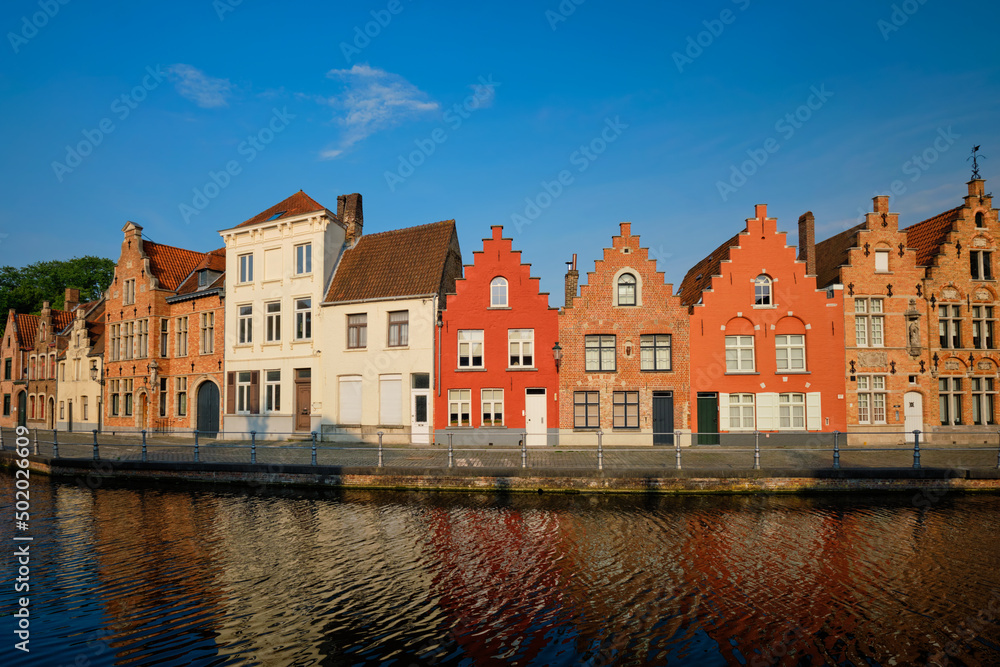 Benelux Europe Belgium tourist Travel concept - Canal and old houses. Bruges Brugge , Belgium