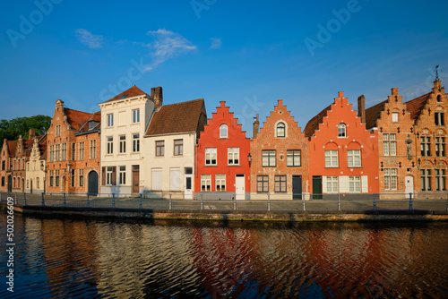 Benelux Europe Belgium tourist Travel concept - Canal and old houses. Bruges Brugge , Belgium