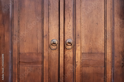 historical wooden door texture background, front view