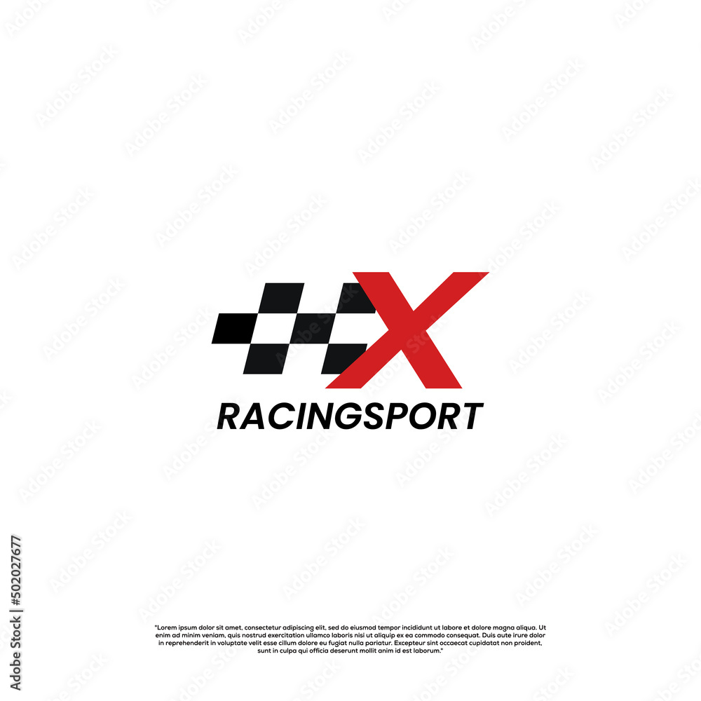Fototapeta premium letter X with racing flag icon template logo design