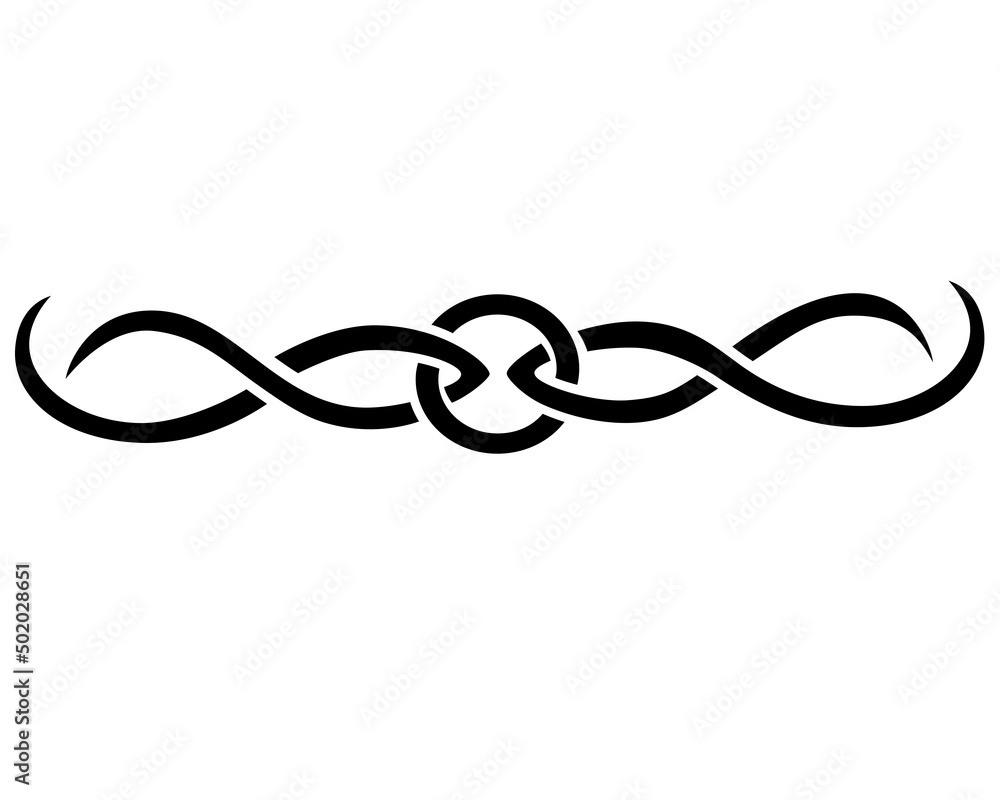 Divider or border in the form of a Celtic ornament - a vector silhouette element for the design of text and typographic products. Divider or border in the form of a Celtic ornament - a vector silhouette element for the design of text and typographic products.