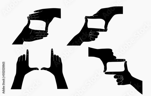 Hands In Frame Gesture Black Silhouette