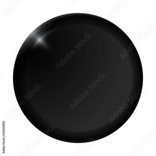 Realistic black round plate, painted metal object or plastic, circle disc isolated. Vector illustration Eps10