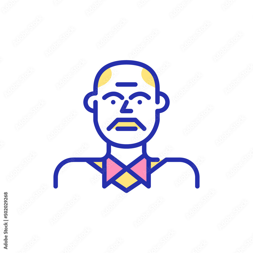 Working professional older man. Pixel perfect, editable stroke fun color icon