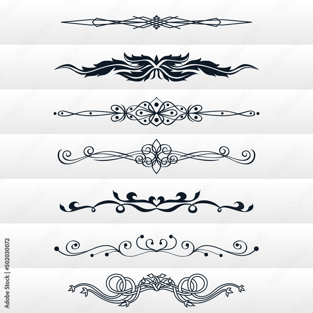 Fototapeta premium ornament line art set of elements vector 3