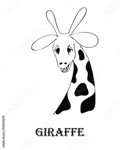 Giraffe, graphic drawing, on a white background, character,