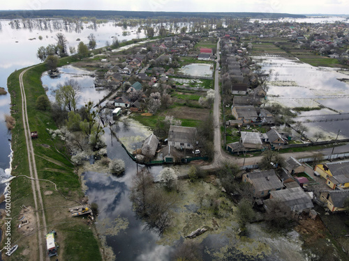 The flooded village of Demidov, Kyiv region, Ukraine. photo