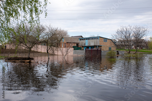 The flooded village of Demidov, Kyiv region, Ukraine. photo