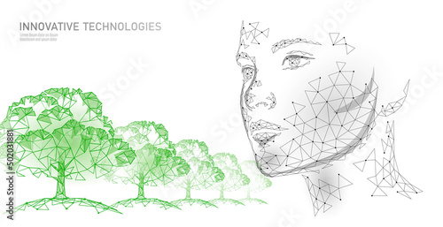 3D low poly natural face cosmetics. Health supplement skin care anti-aging ad complex flu treatment. Medicine science banner template vector illustration