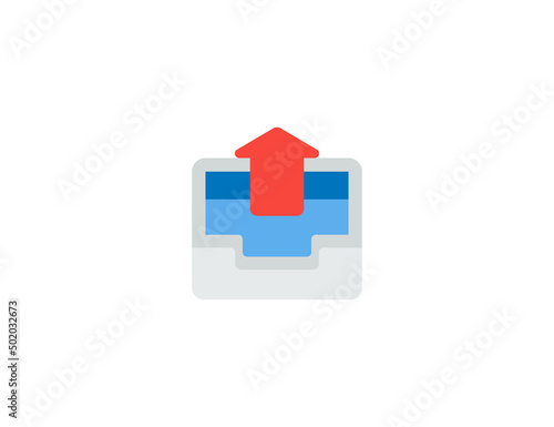 Outbox Tray Vector Isolated Emoticon. Outbox Tray Icon