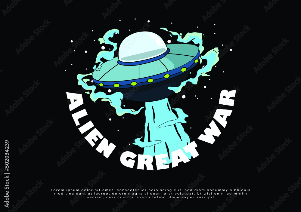Fototapeta premium ufo illustration for clothing artwork 