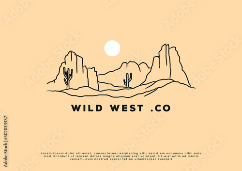 Minimalist desert hill hand drawn logo