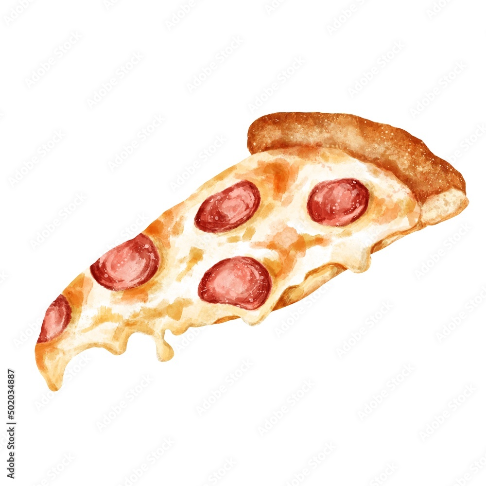 Pizza cheesy slice on white background. Yummy food illustration. Pizza cheesy slice on white background. Yummy food illustration.