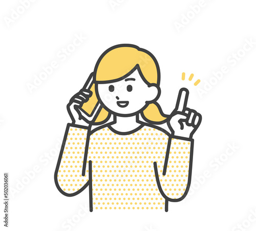 女の子がスマートフォンで連絡するイラスト素材
