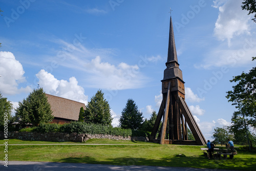 Old wooden Pelarne kyrka church in Sweden
