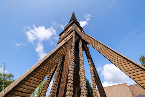 Old wooden Pelarne kyrka church in Sweden photo