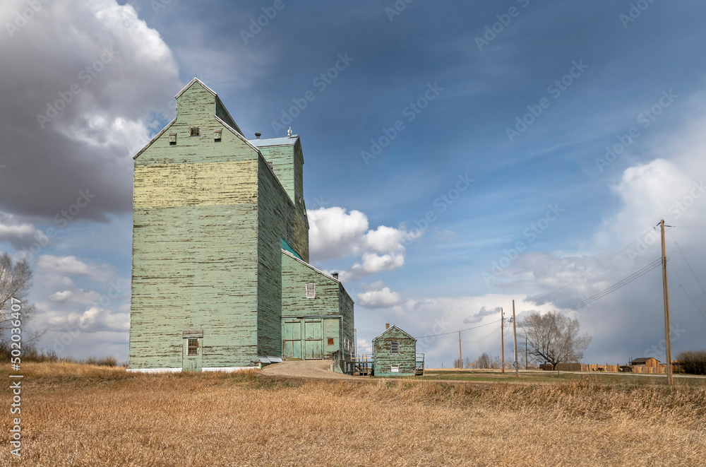 Old wooden grain elevator at Herronton, Alberta, Canada Old wooden grain elevator at Herronton, Alberta, Canada