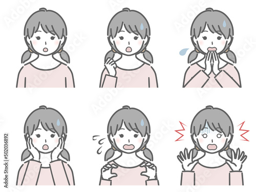 驚く表情の強弱　私服の女の子