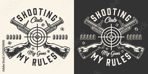 Shooting club element vintage monochrome