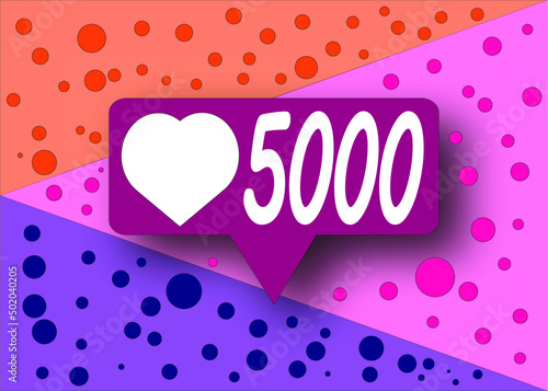 5000 likes. Banner for social network in thanks to followers with colored background