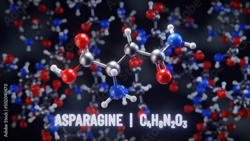 Принти на полотні Asparagine molecular structure. 3D illustration