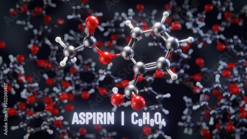 Aspirin molecular structure. 3D illustration photo