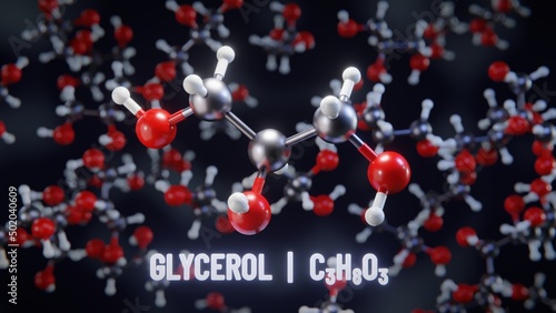 Foto Glycerol molecular structure. 3D illustration