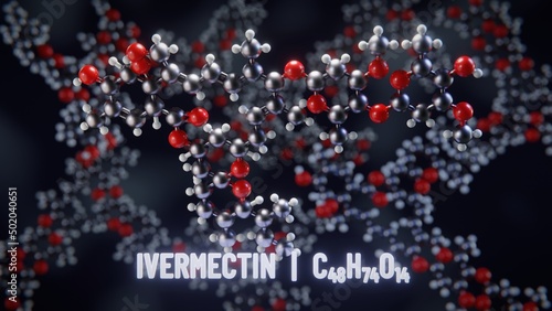 Ivermectin molecular structure. 3D illustration photo