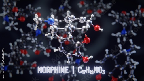 Tableau sur toile Morphine molecular structure. 3D illustration