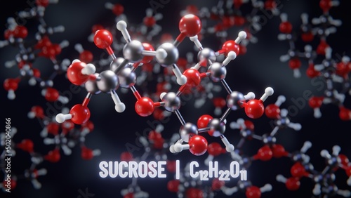 Sucrose molecular structure. 3D illustration photo