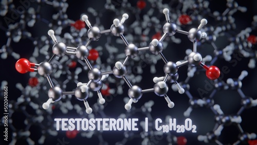 Obraz w ramie Testosterone molecular structure. 3D illustration