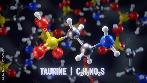 Taurine molecular structure. 3D illustration