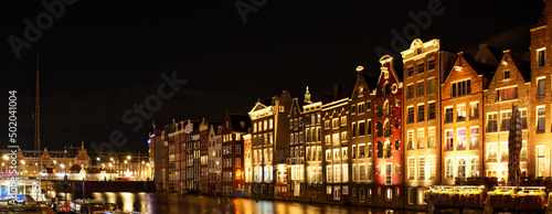 Panoramique, la nuit, à Amsterdam