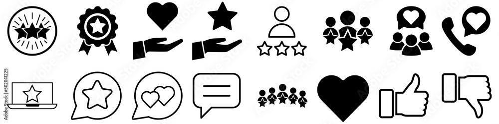 Testimonial line icon vector set. rating illustration sign collection. experience symbol. consumer logo. - obrazy, fototapety, plakaty 