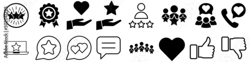 Testimonial line icon vector set. rating illustration sign collection. experience symbol. consumer logo.