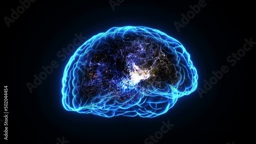 3d Animation of a human brain electrical activity