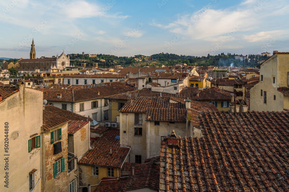 view of Santa Croce and city of Florence in Italy 