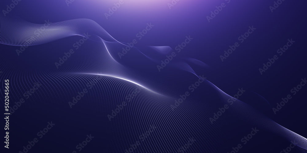 Creative dynamic futuristic virtual technology line dot wallpaper. Curve wave line dot wallpaper. 3d render background. 
