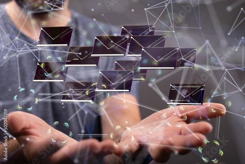 3D rendering flying email i...