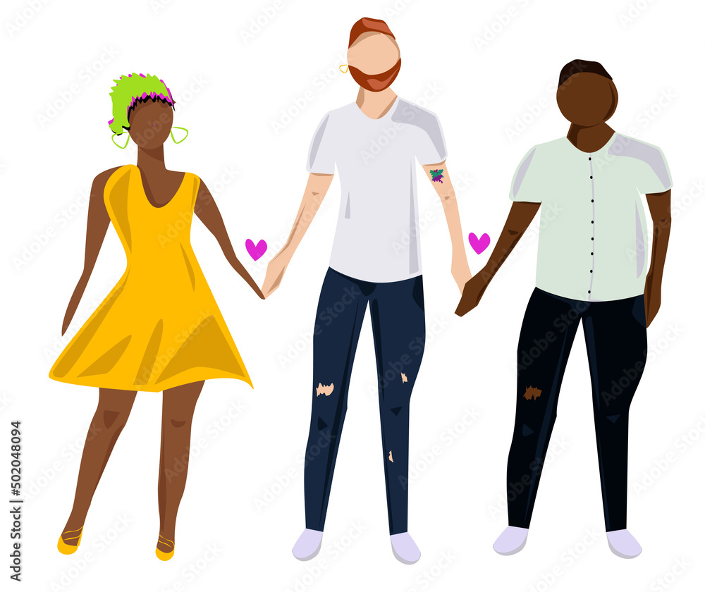 Bisexual guys and girl vector illustration people Bisexual guys and girl vector illustration people