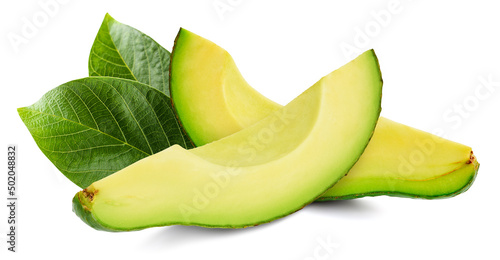 Avocado isolated on white background. Avocado fruit clipping path. Avocado macro studio photo photo