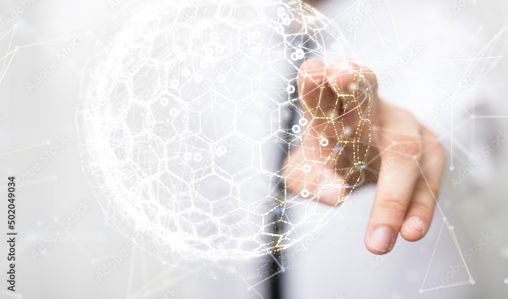 Fototapeta premium Global network. Blockchain. 3D illustration. Neural networks and artificial intelligence. Abstract