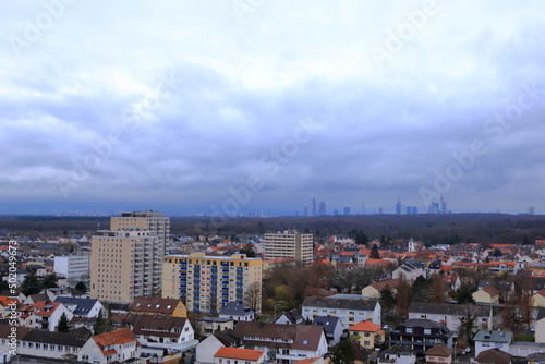 Skyline of Frankfurt, Germany at a cloudy day