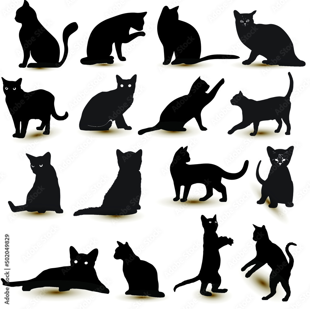 Cat icon set vector illustration symbol Stock Vector by ©slalomop 107069186