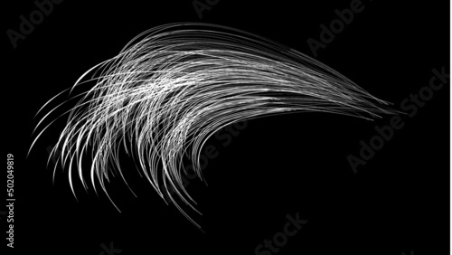 White flow brushstroke on white background.. Fluffy bunch of white politics. Abstract disheveled fibres. Vector illustration swirl blur. Crayons and chalk paint, fibers, hair and bunch