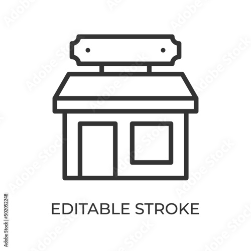 Bakery front line icon. Candy store or coffee shop. Vector illustration with editable stroke.