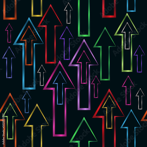 Seamless image pattern Triangle arrow neon lights colorful.