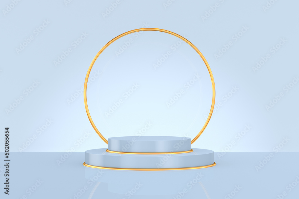 Round podium on blue background. 3D illustration Round podium on blue background. 3D illustration